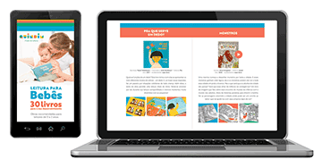 Banner smartphone e computador mostrando o conteúdo digital do Clube de Leitura Quindim